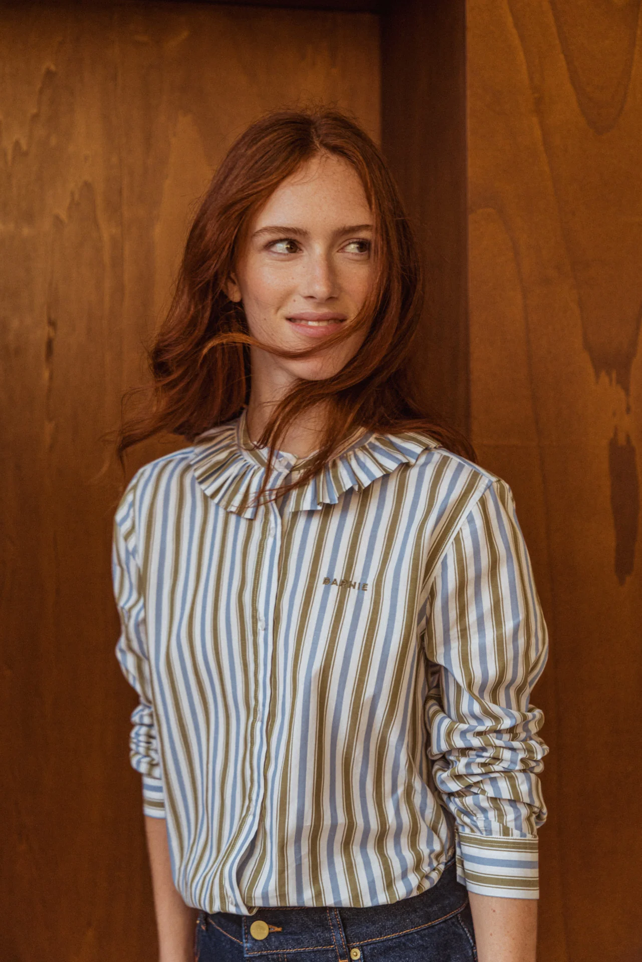 Chemise Amelia rayures kaki - Image 3