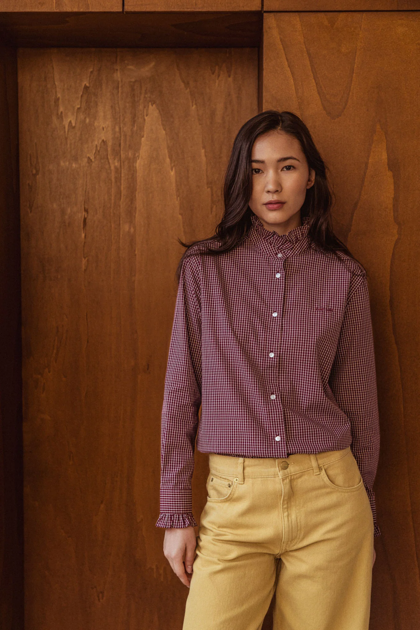 Chemise Jasmine carreaux bordeaux - Image 4