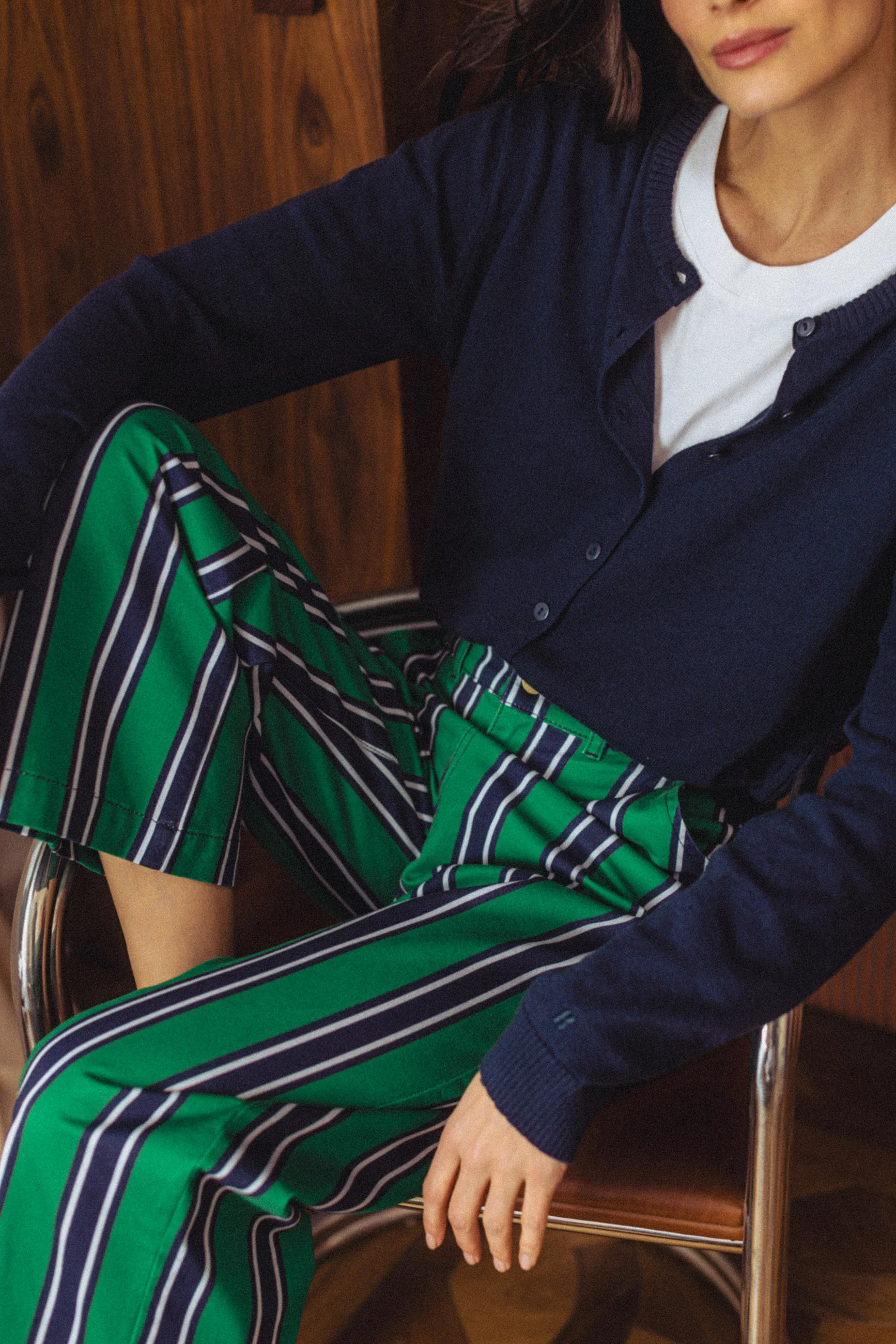 Pantalon Tommy vert ray. marines - Image 3